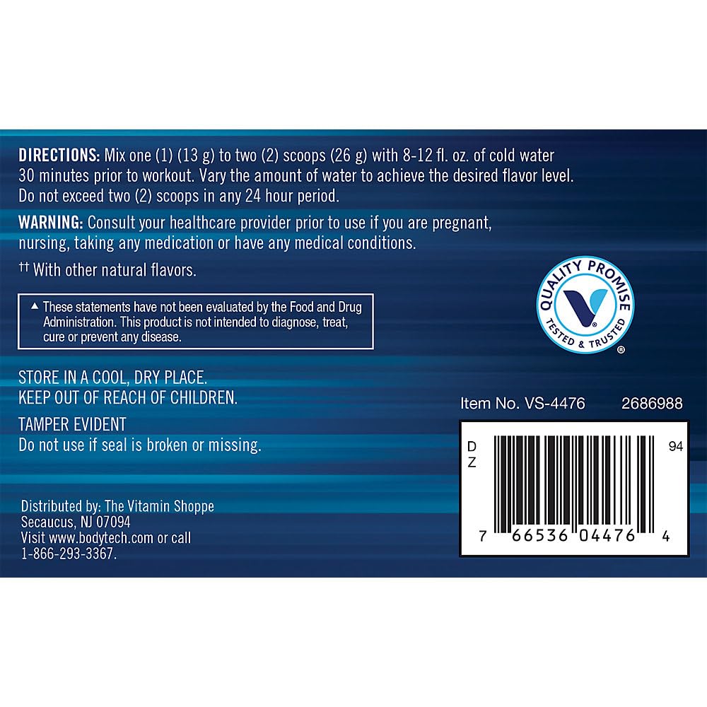 BodyTech Solid Pre Essential Pre-Workout Formula Fruit Punch Powder, 18.3 oz / 40 Servings
