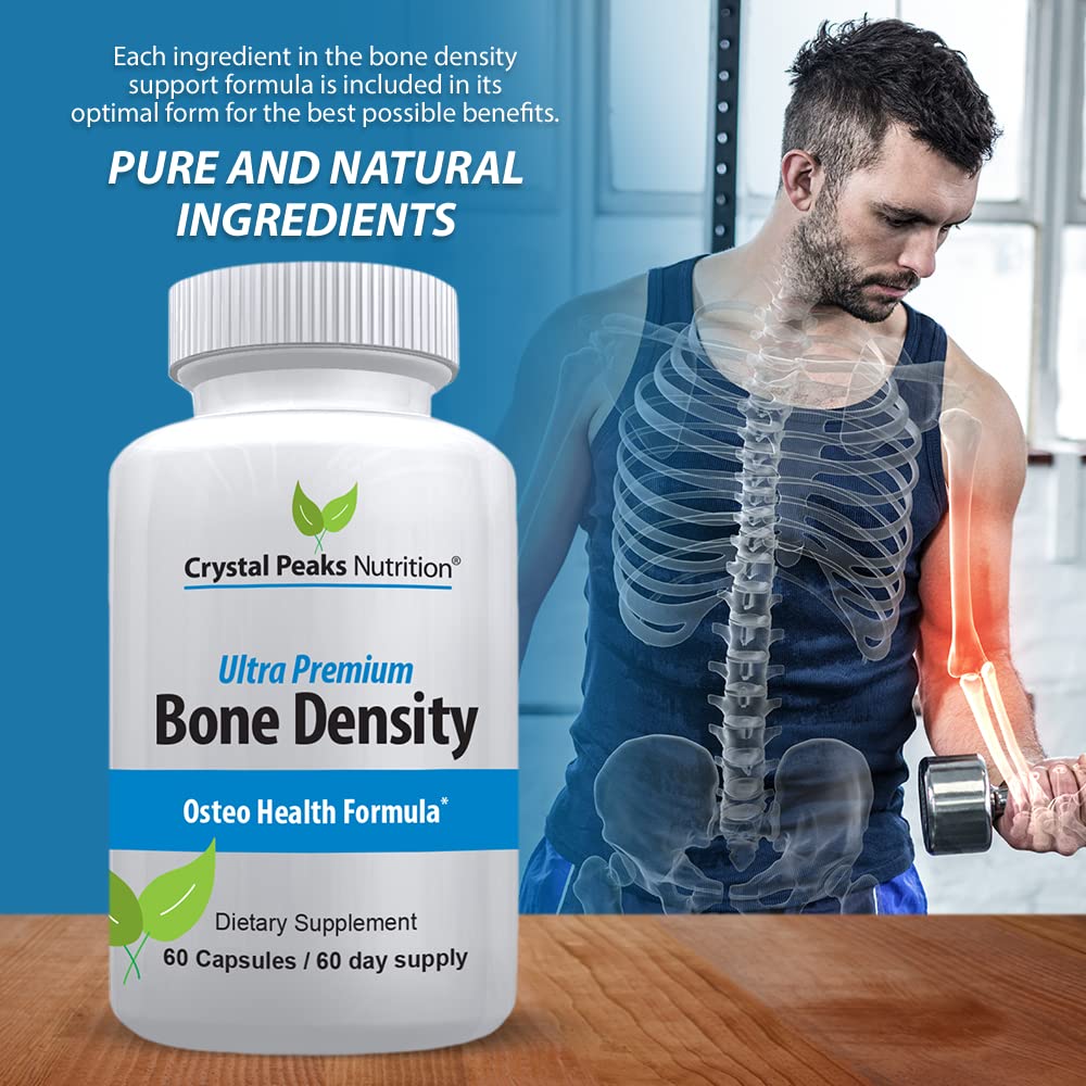Crystal Peaks Nutrition Ultra Premium Bone Formula Calcium Carbonate with Vitamin K2 & D3, 60 Capsules