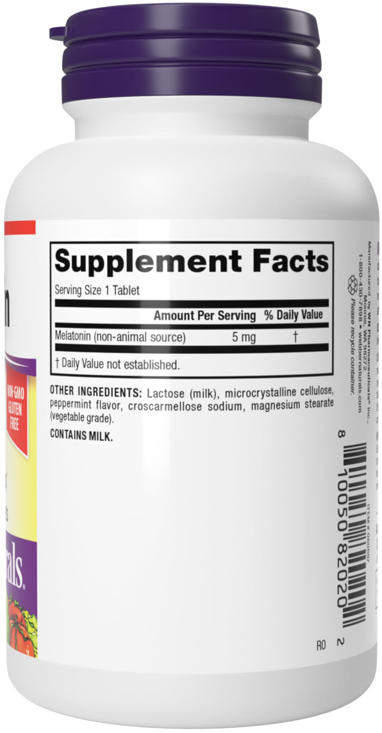 Webber Naturals Extra Strength Melatonin 5mg Fast-Melting Tablets, 200 Count