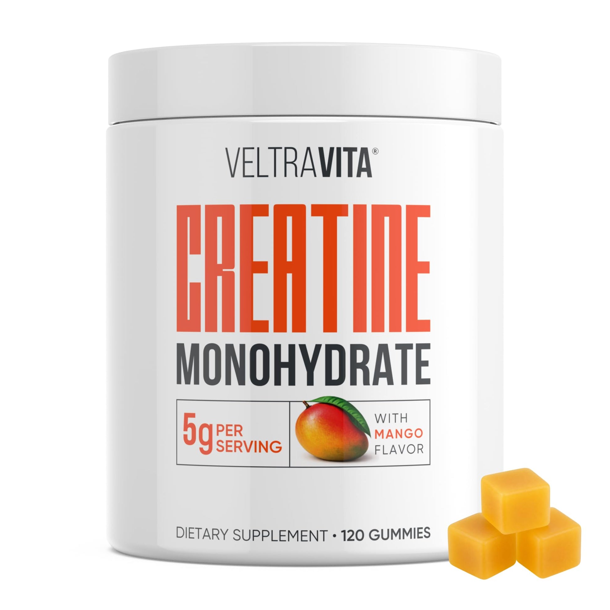 VeltraVita Creatine Monohydrate Gummies 5g 120 Count