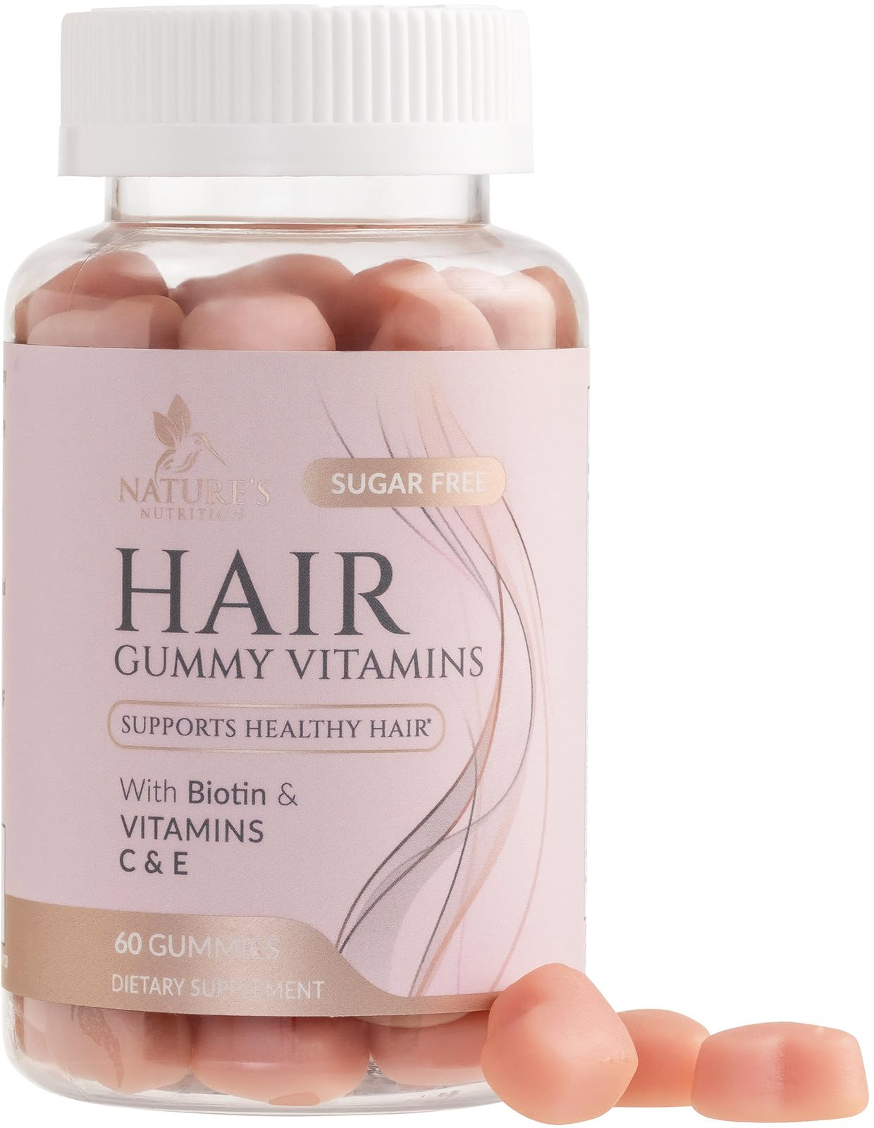 Nature's Nutrition Biotin Hair Vitamins Gummies 5000 mcg, Vegetarian, 60 Gummies
