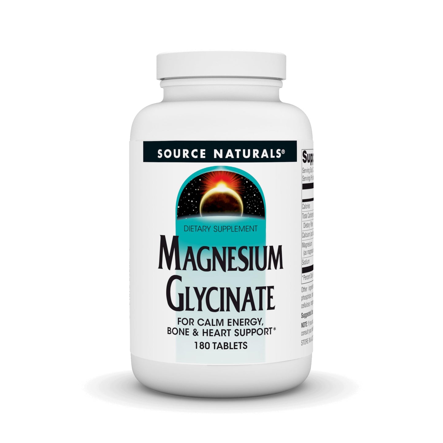 Source Naturals Magnesium Glycinate, Chelated for High Absorption | For Calm Energy, Bone & Heart Support*, 200 mg per Serving, 180 Tablets