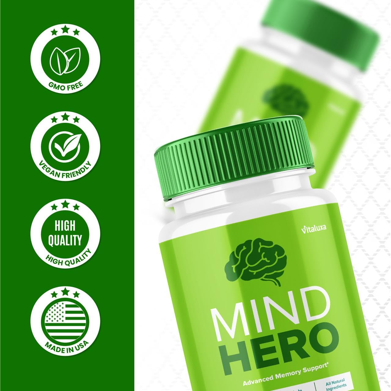Vitaluxa Mind Hero Brain Supplement Capsules 300 Count