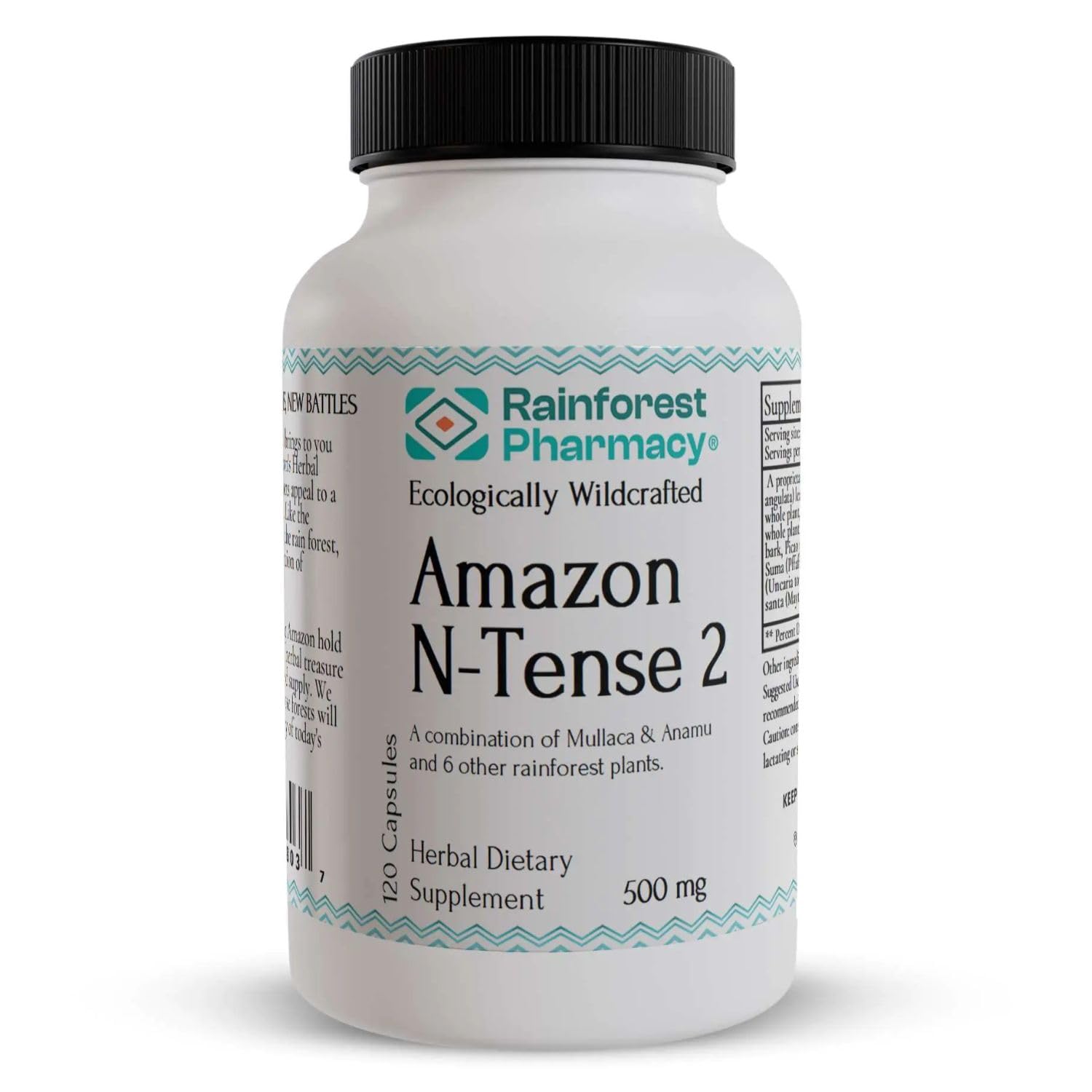 Rainforest Pharmacy N-Tense 500mg Wildcrafted Amazon Rainforest Herbal Supplement to Support Cellular Health, 120 Capsules