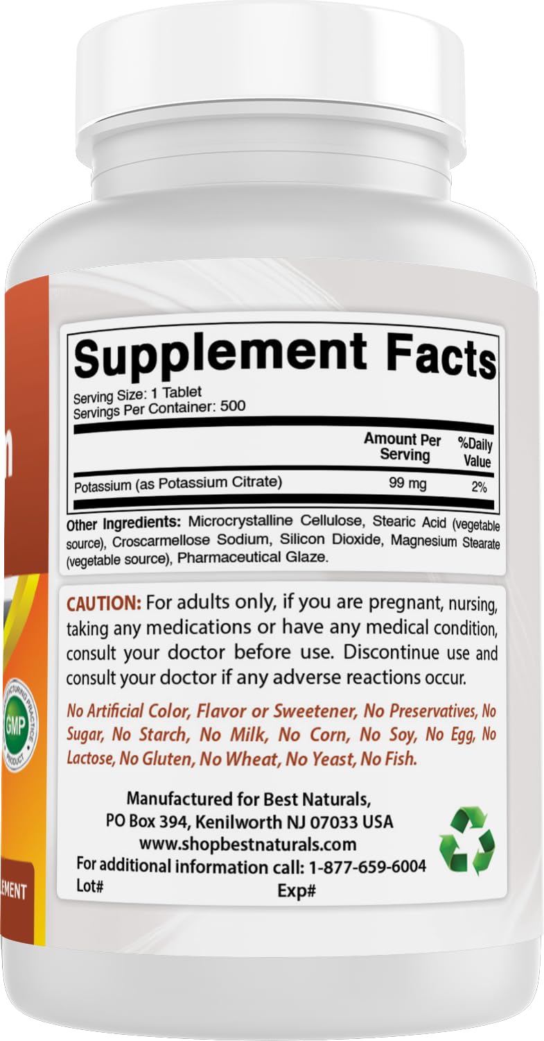 Best Naturals Potassium Citrate 99mg, 500 Tablets