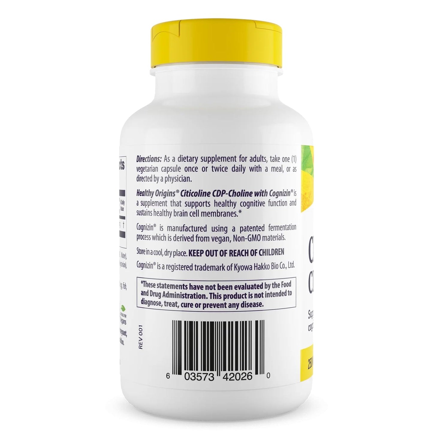 Healthy Origins Cognizin (Citicoline) 250 mg Capsules, 150 Count
