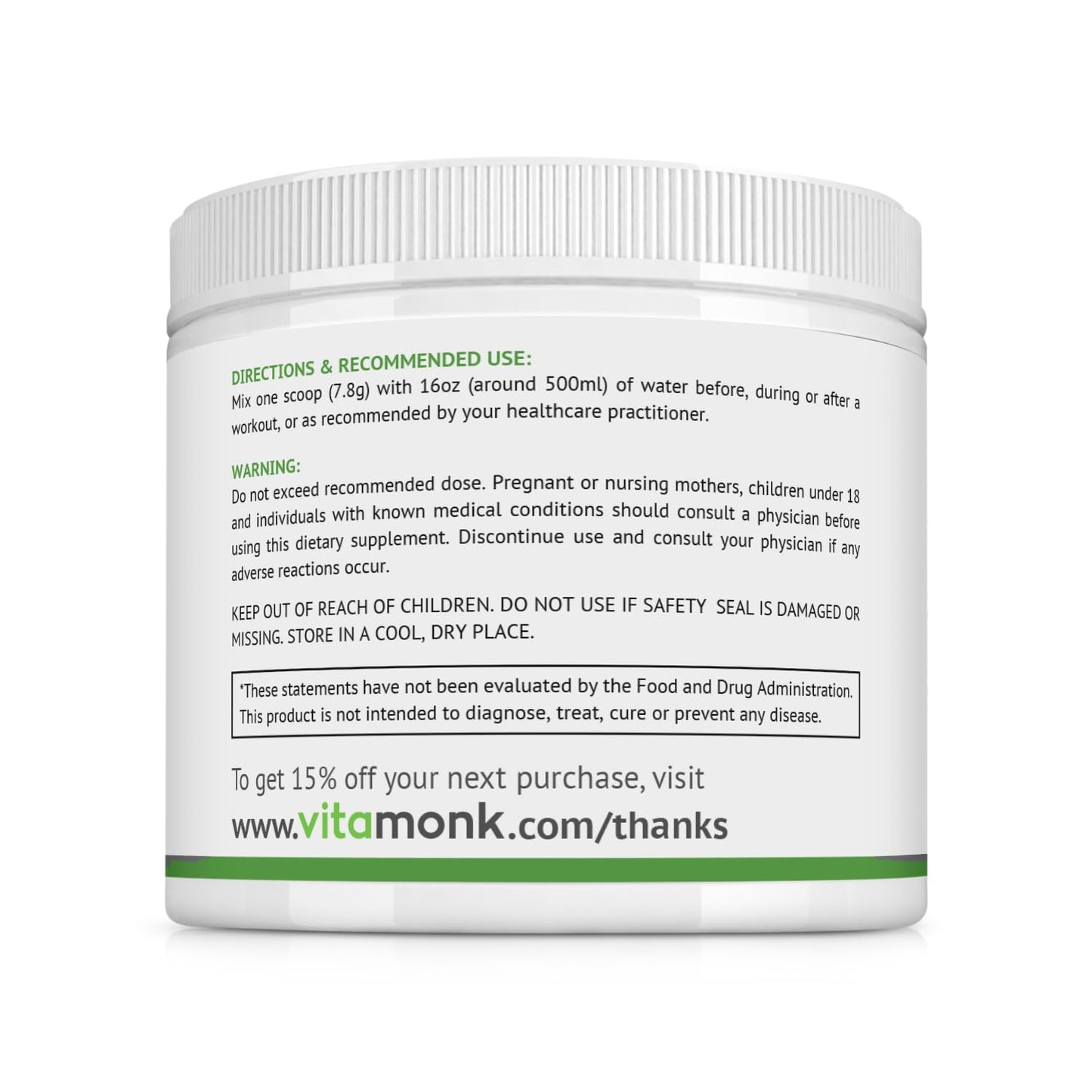 VitaMonk Clean EAA Powder, 85 Servings, Natural Lemonade Flavor