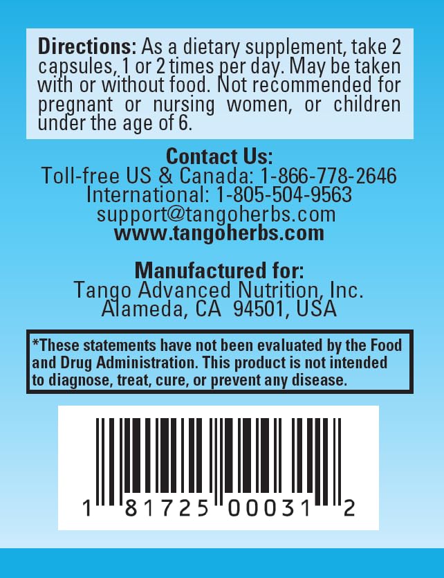 Tango OsteoPhase Natural Herbal Bone Support Formula 120 Capsules