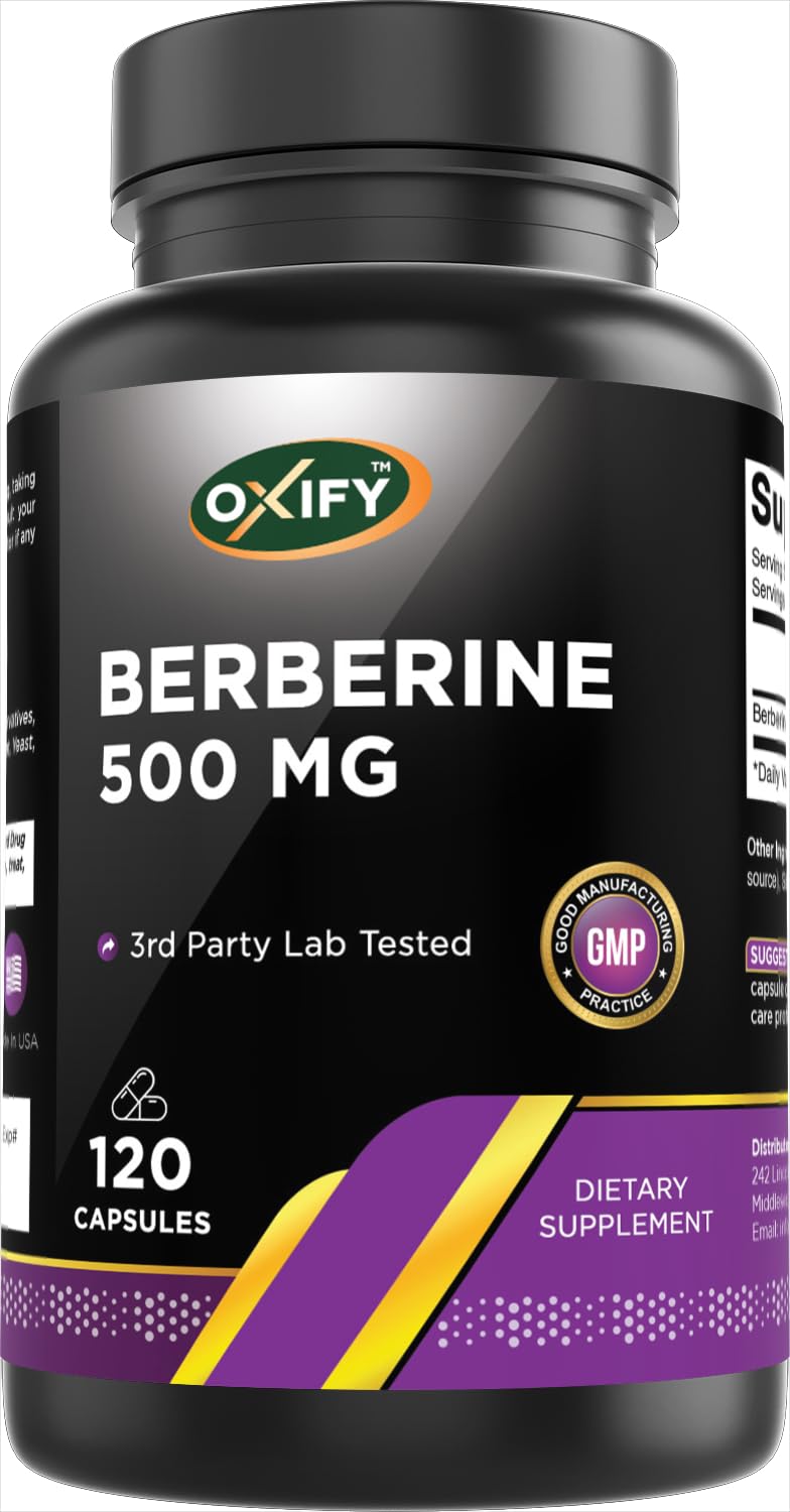Oxify Berberine 500 mg Capsules, 120 Count