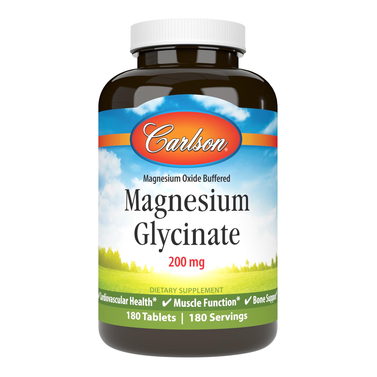 Carlson Buffered Magnesium Glycinate 200 mg, 180 Tablets
