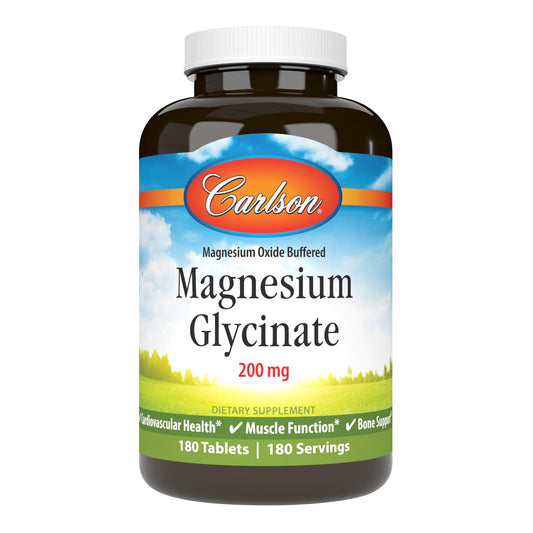 Carlson Buffered Magnesium Glycinate 200 mg, 180 Tablets