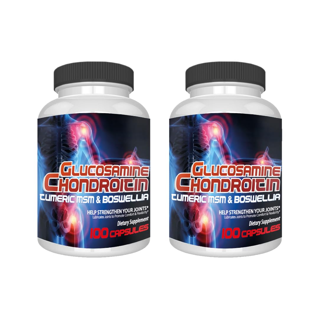 Generic Glucosamine Chondroitin with Turmeric MSM & Boswellia Joint Support Supplement Capsules, 200