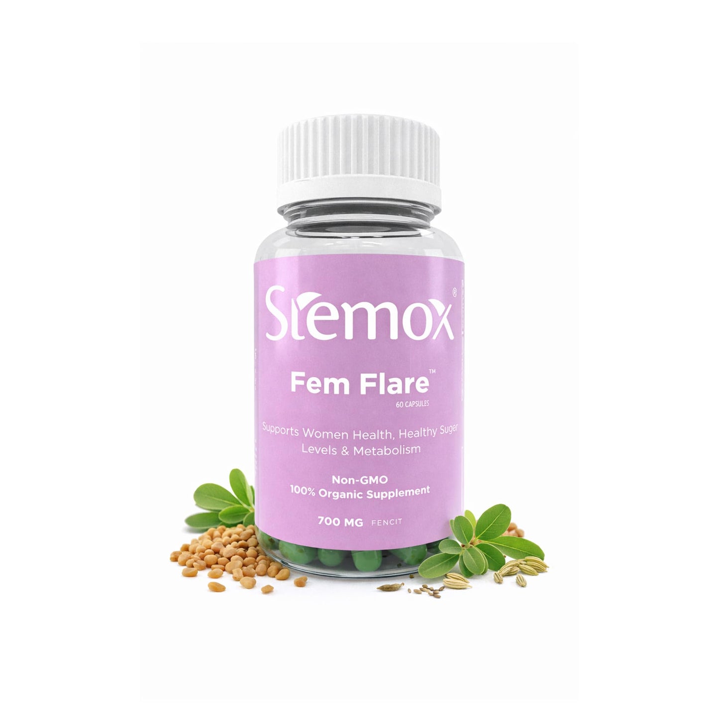 Stemox Fem Flare Fenugreek Supplement for Women Capsules 60 Capsules