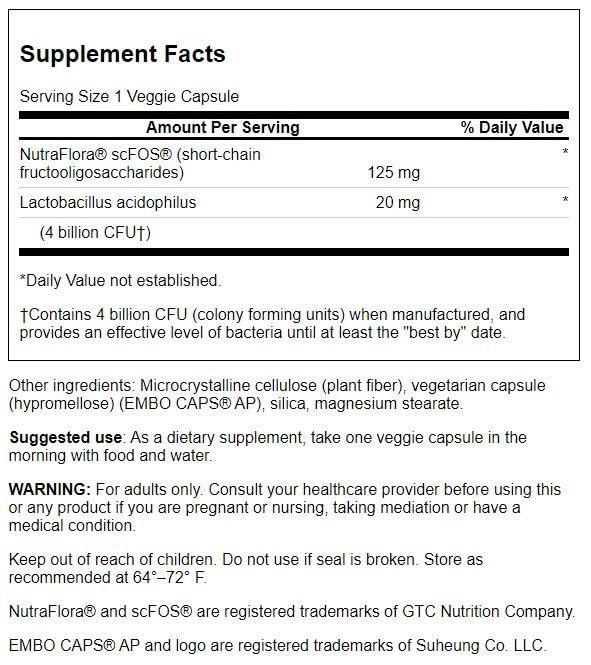 Swanson Prolacto Acidophilus 4 Billion CFU Capsule, 60 Count