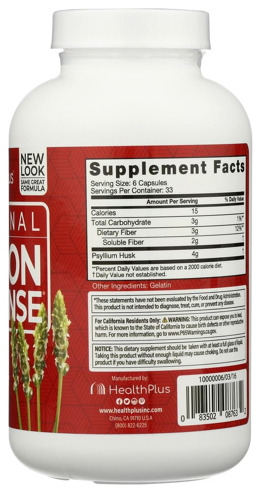 Health Plus Colon Cleanse 625mg Capsule, 200 Count