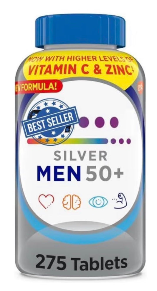 GOOFY TURTLE Silver Men 50+ Multivitamin Tablets, 275 Count
