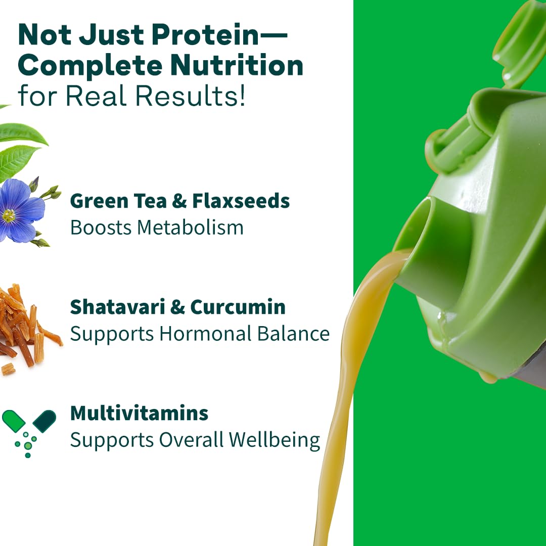 OZIVA Protein & Herbs for Women with Multivitamins, Curcumin, Shatavari, Tulsi, Protein Powder, Cafe Mocha, 1.1 lb