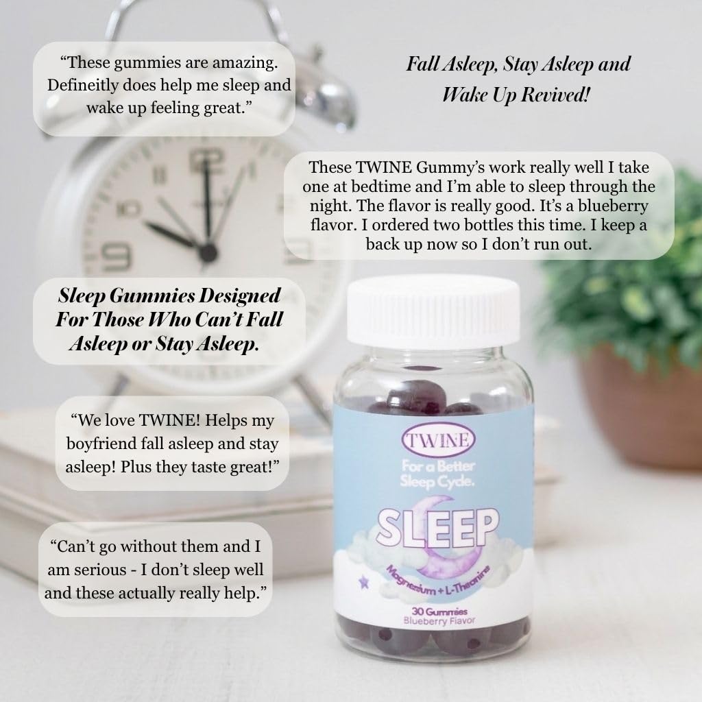 TWINE Sleep Gummies with Melatonin, L-Theanine, Magnesium Citrate, Passionflower, Chamomile and Lemon Balm 30 Gummies