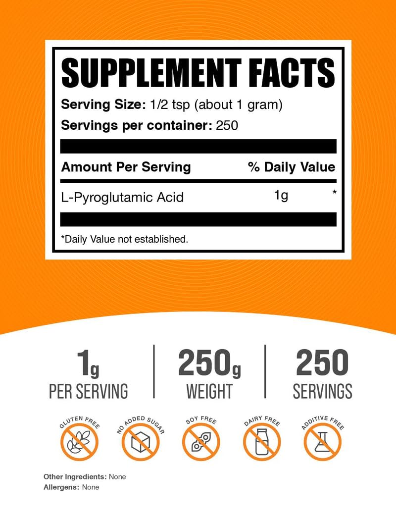 BulkSupplements L-Pyroglutamic Acid Powder 8.82 oz