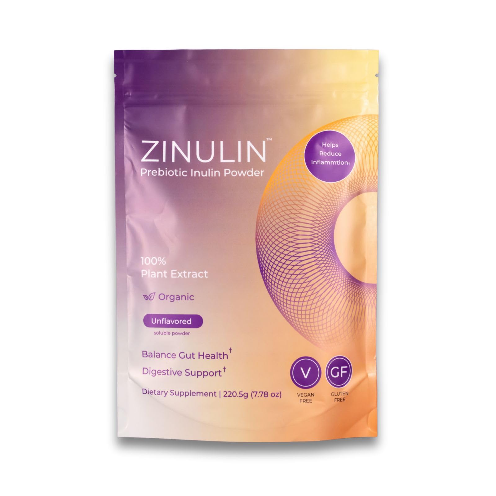 Zinulin Organic Inulin Powder, 7.78 oz