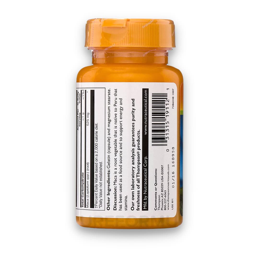 Thompson Nutritional Maca Capsules 525mg 60 Count