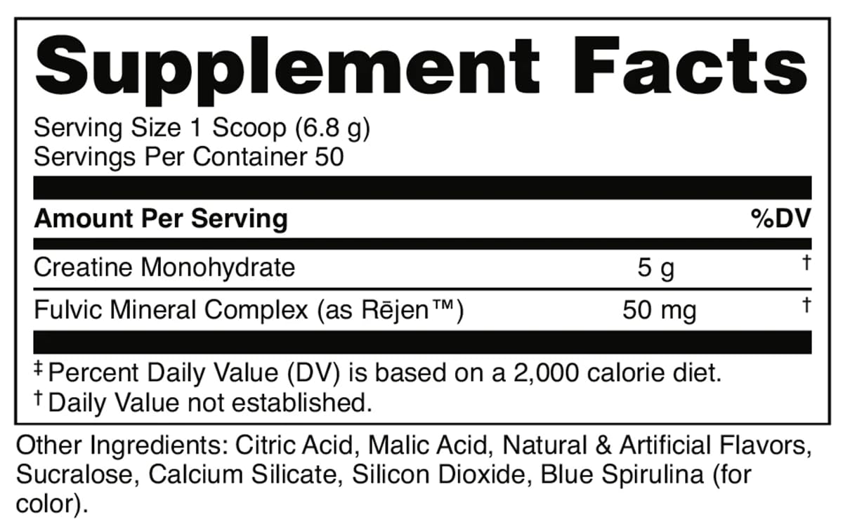Bucked Up Blue Raspberry Creatine Monohydrate Powder, 50 Servings, 250 g