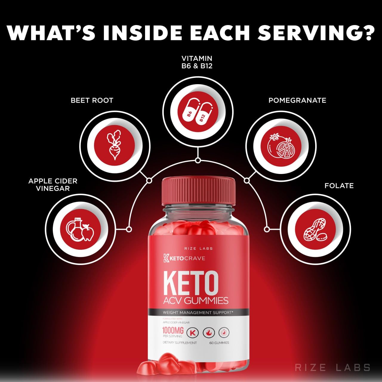 rize labs Keto Crave Keto ACV Gummy 60 Count