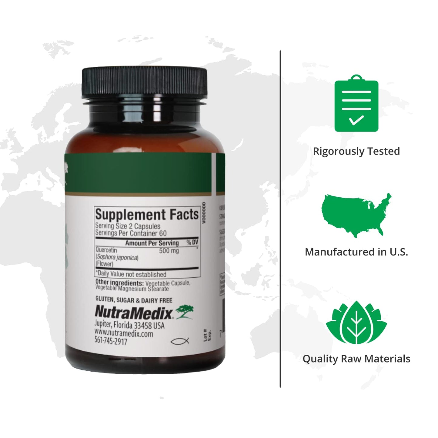 NutraMedix Quercetin 500mg Capsules, 120 Count