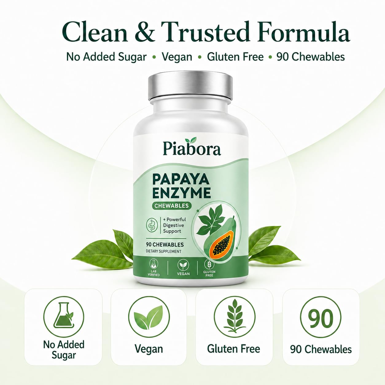 Piabora Papaya Enzyme Chewable 90 Count
