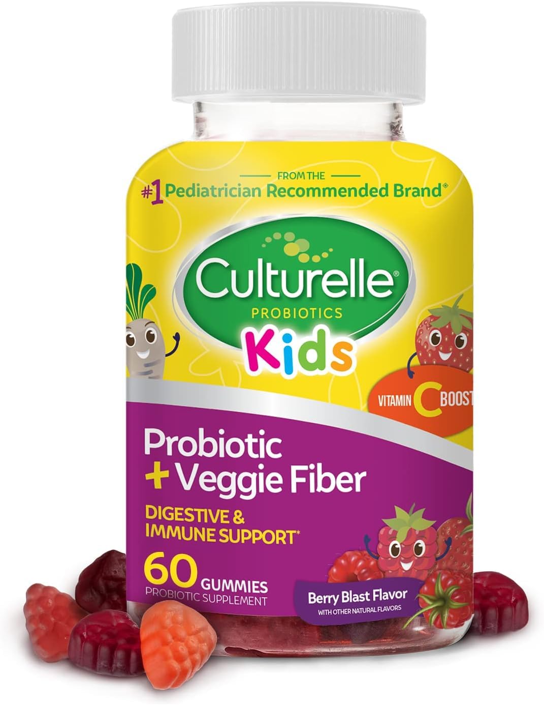 Culturelle Kids Probiotic + Veggie Fiber Gummies, 60 Count