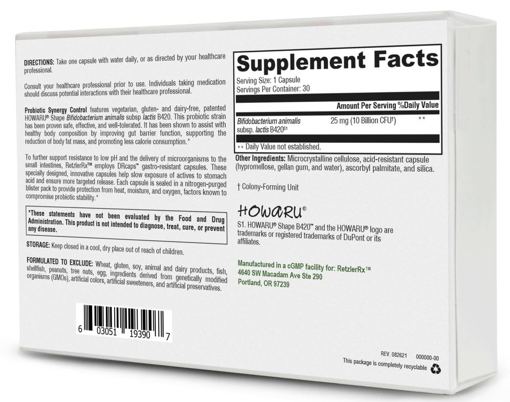 HormoneSynergy Probiotic Synergy Control Capsule 30 Count