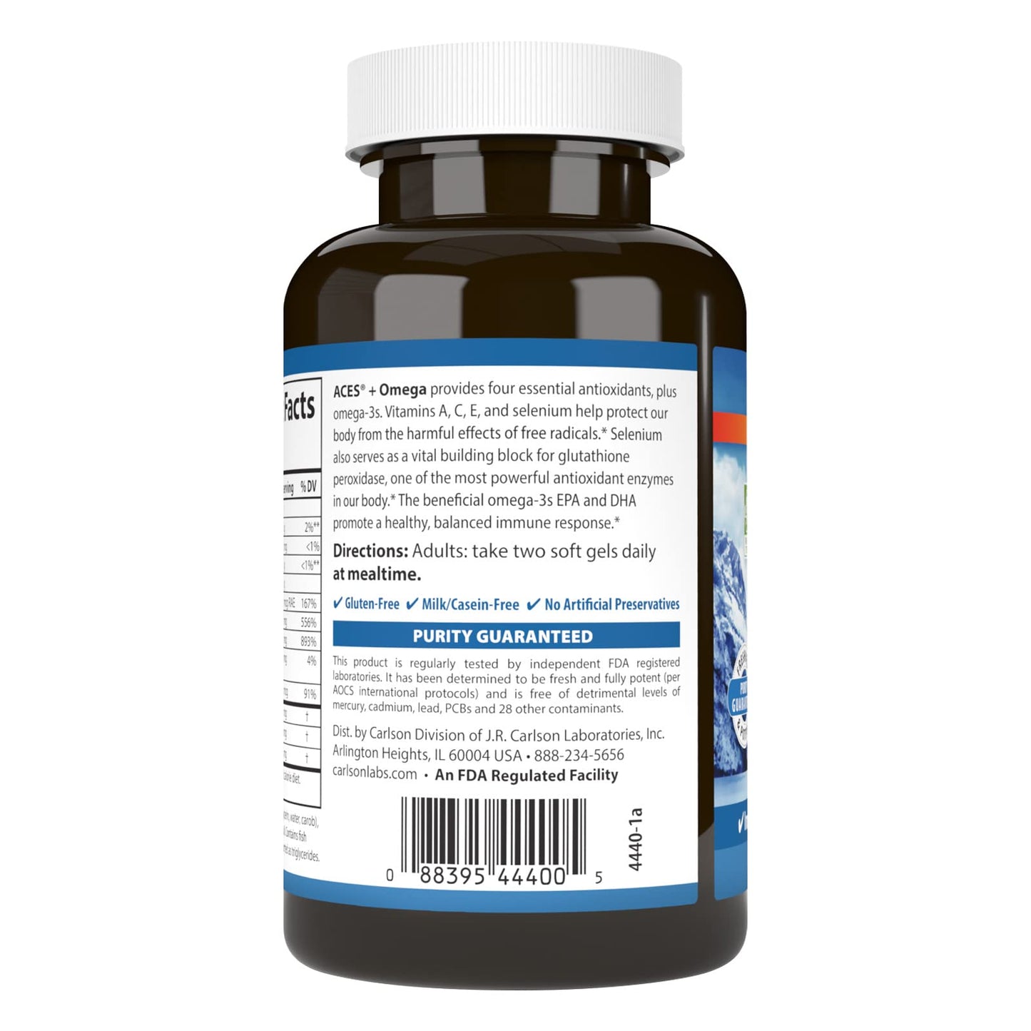 Carlson ACES + Omega, Vitamins A, C, E & Selenium + Omega-3s EPA and DHA Softgels 60 Count