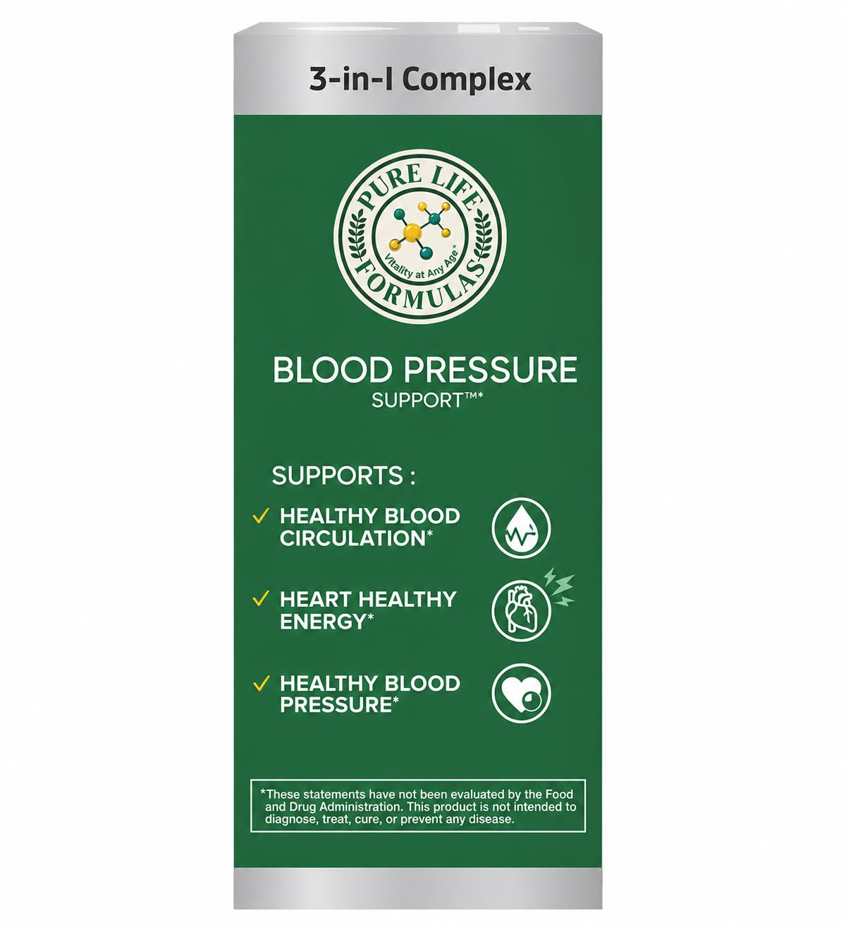 Pure Life Formulas Pure Pressure 50 Blood Pressure Support Supplement 60 Capsules