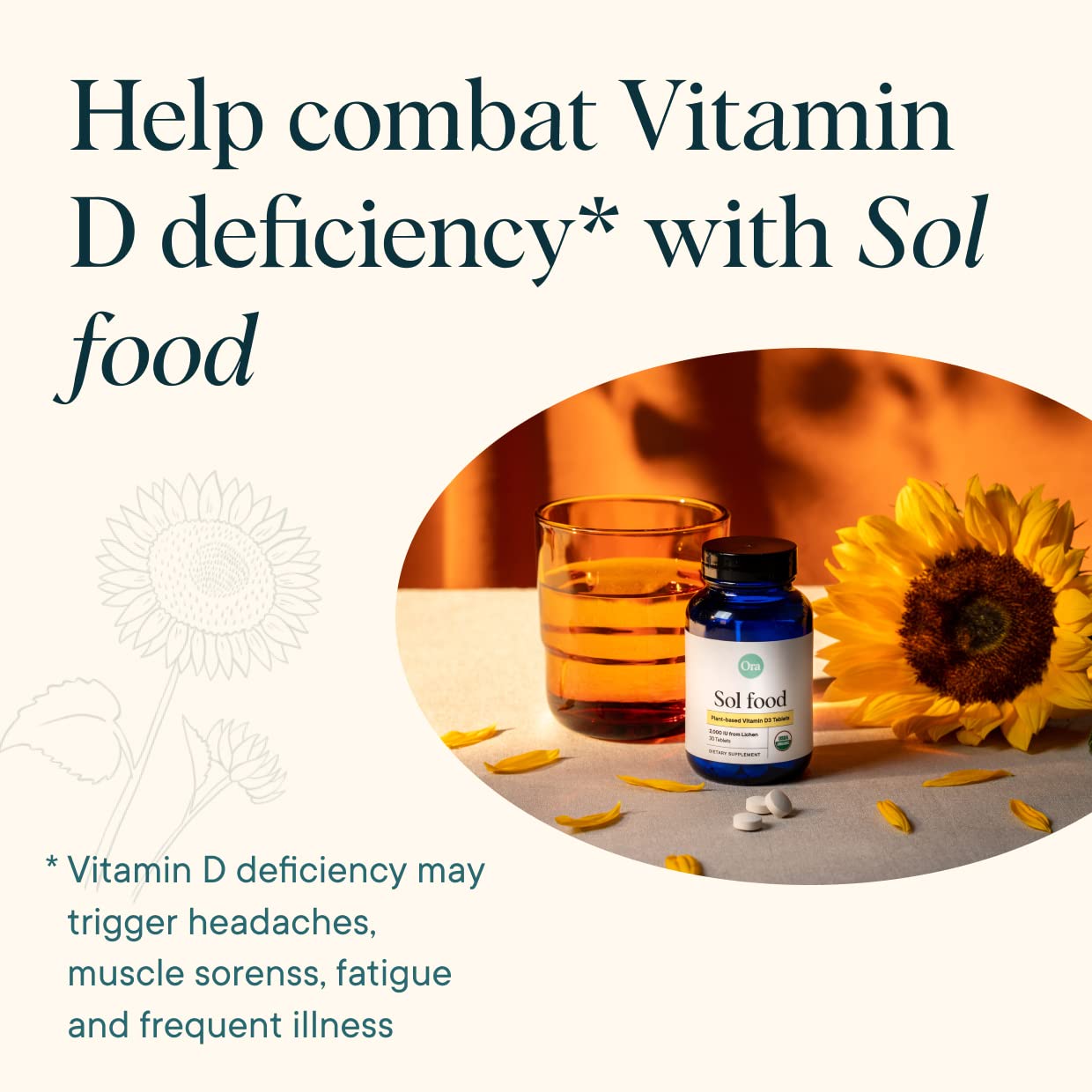Ora Organic Vitamin D3 5000IU + K2, Vegan D3 from Lichen & K2 from Chickpeas, Chewable Tablets, 60 Count
