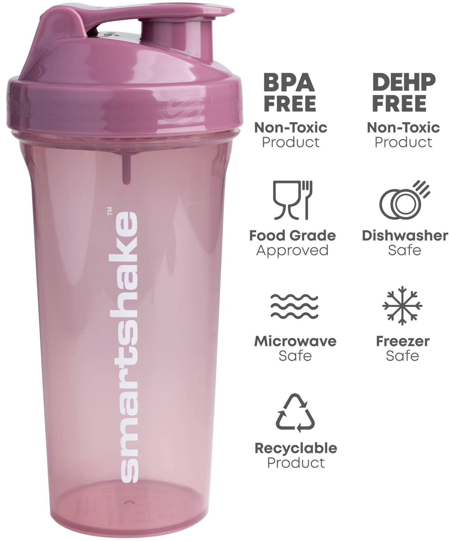 Smartshake Shaker Lite Series Shaker Bottle, Deep Rose, 1000 ml, 1 Bottle