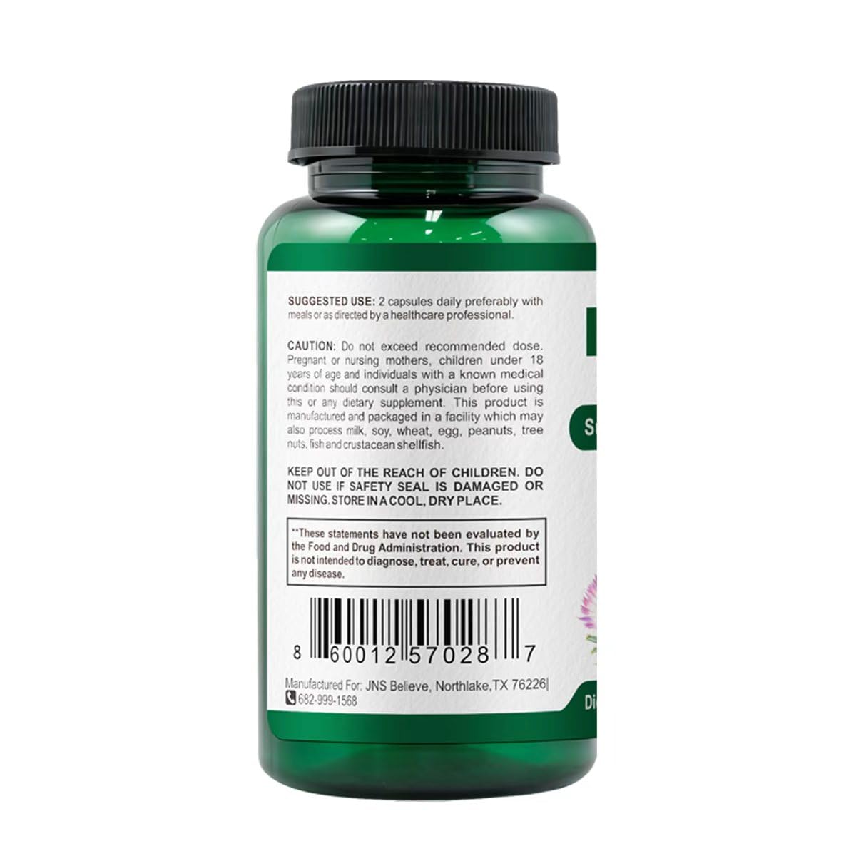 JNS-Believe Liver Detox Herbal Supplement Capsules, Milk Thistle, Dandelion & Artichoke Formula with Enzymes, 16 Count