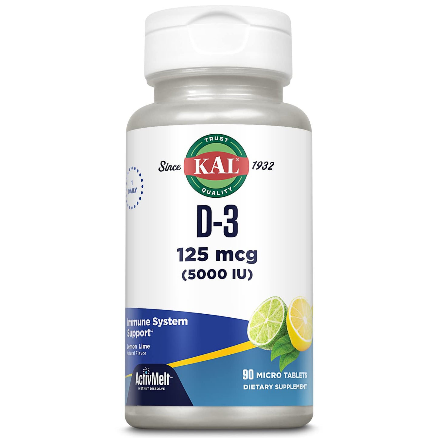 KAL Vitamin D-3 5000 IU ActivMelt 90 Tablets