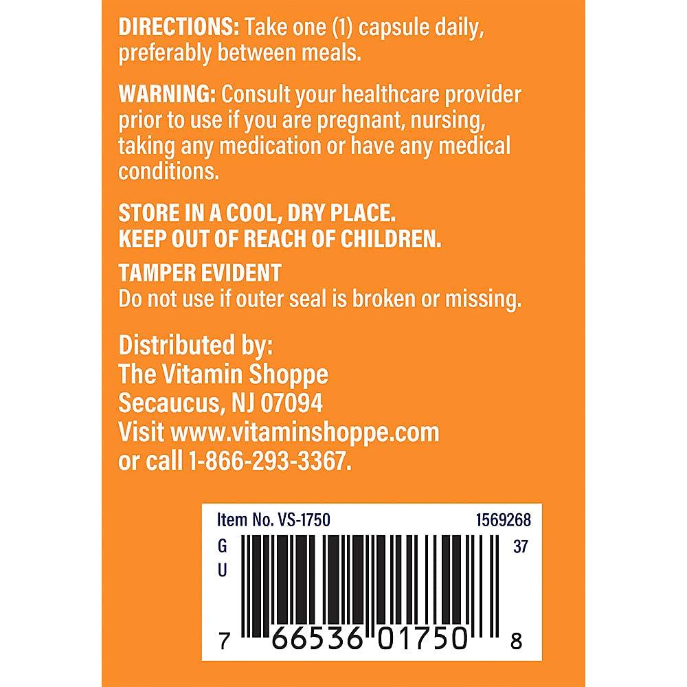 The Vitamin Shoppe Acetyl-L-Carnitine 500mg Supports Healthy Brain Memory Capsule 120 Count