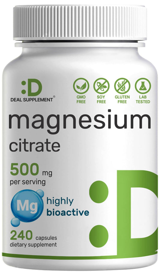 DEAL SUPPLEMENT Magnesium Citrate 500mg Capsule, 240 Count