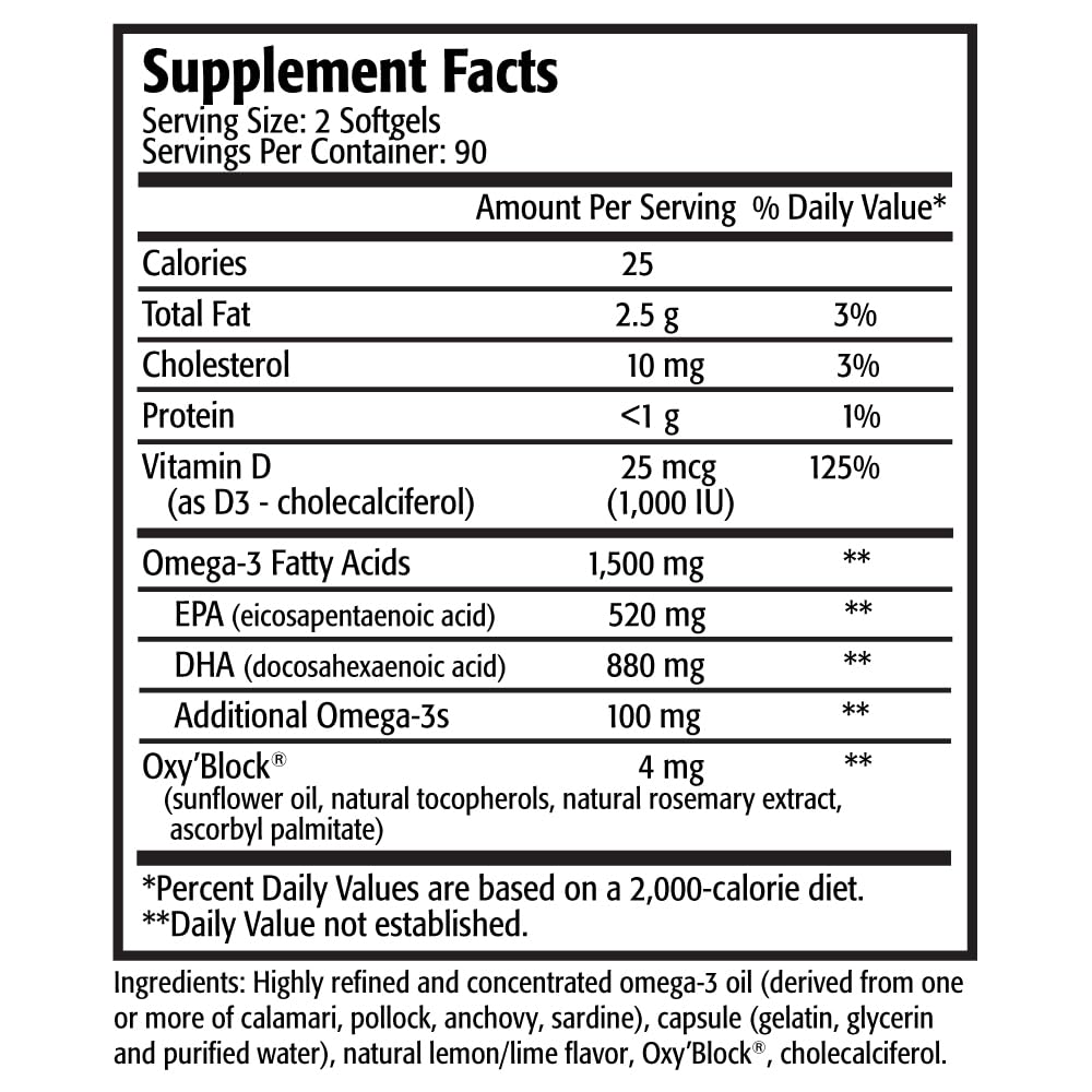 Res-Q 1250+ Omega-3 & Vitamin D3 Fish Oil Capsules, 180 Count