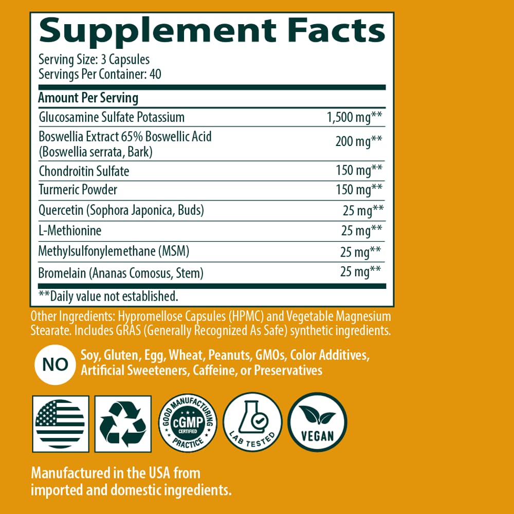 Sanar Naturals Glucosamine Chondroitin MSM Turmeric Capsules 120