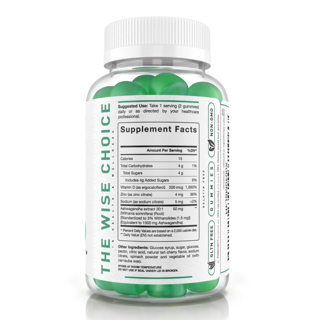 PUREFINITY Ashwagandha Gummies with Vitamin D & Zinc 60 Count