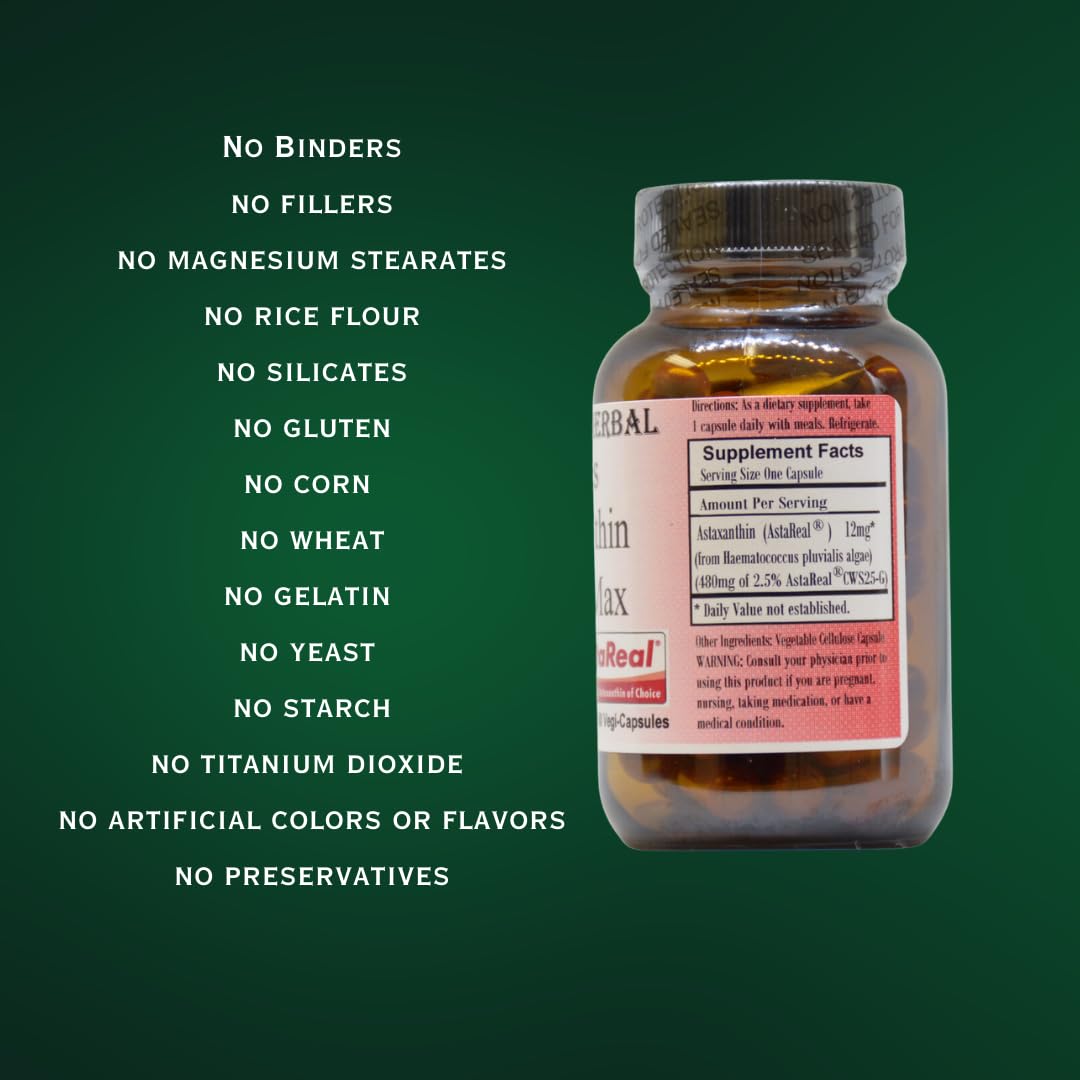 Barlowe's Herbal Elixirs Astaxanthin Supplements 60 Capsules