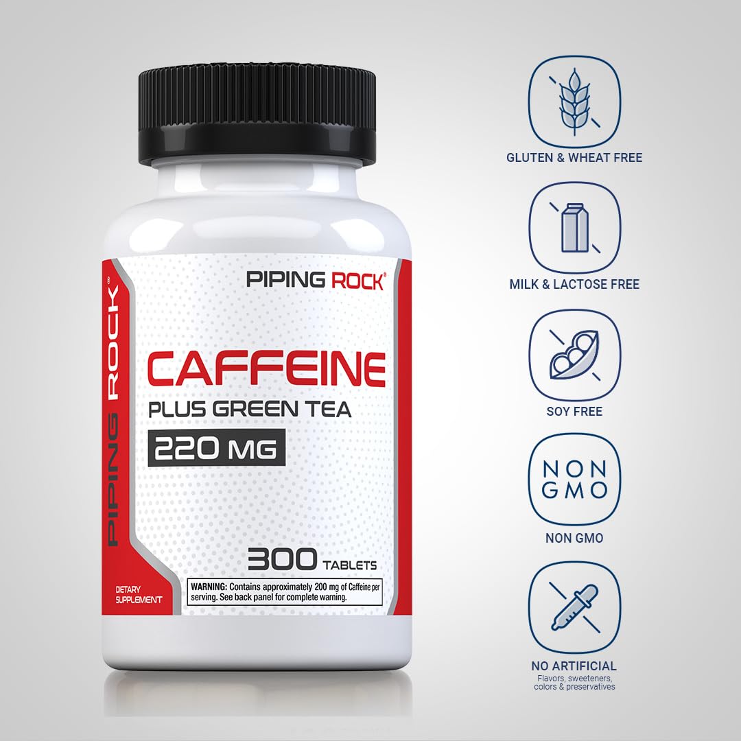 Piping Rock Caffeine Pills 220mg Tablet, 300 Tablets