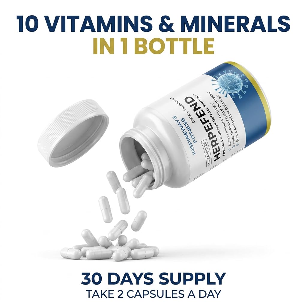 Fitness InspireWays Herpefend Ultra Strength Advanced Daily Immune Support Formula 60 Capsules