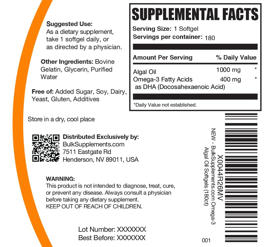 BulkSupplements Omega-3 Softgels 180 Count