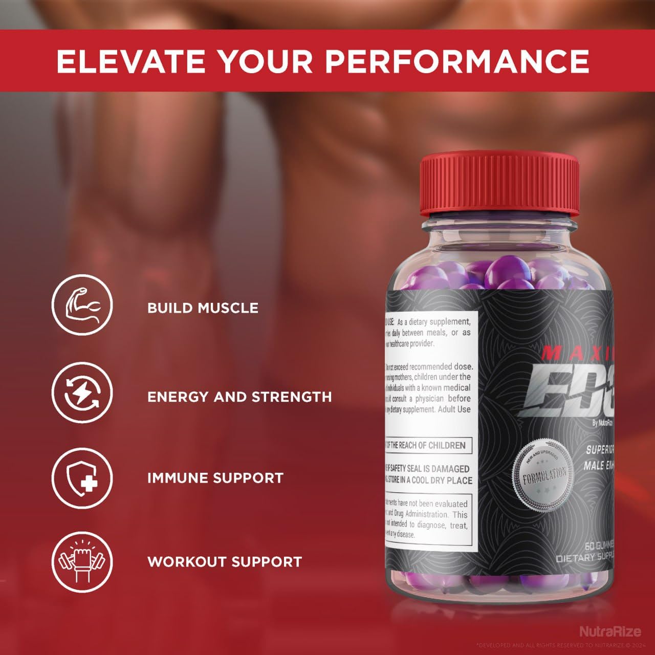 NutraRize Maximum Edge Male Gummies 60 Gummies