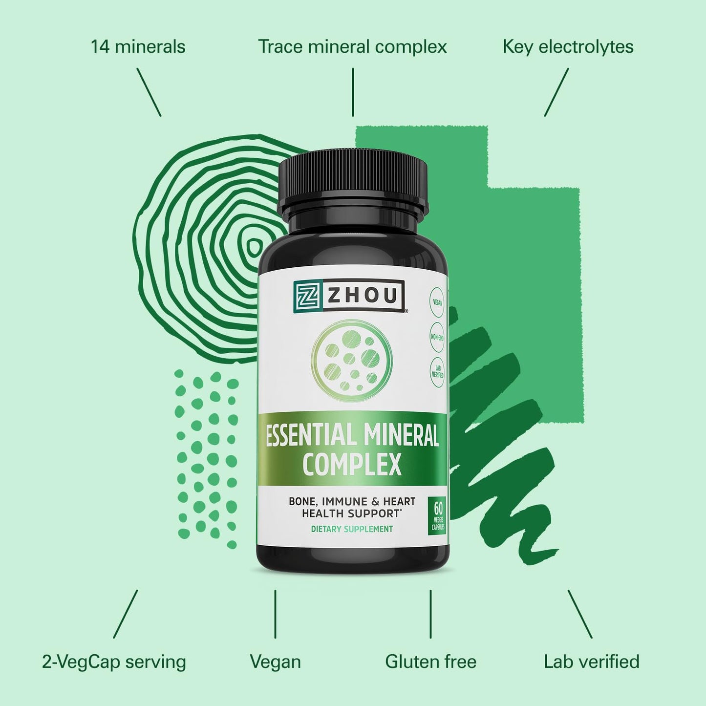 Zhou Essential Mineral Complex Full-Spectrum Minerals Capsule, 60 VegCaps