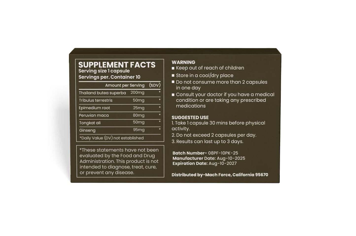 POWERHOUSE FACTORY Men’s Vitality & Energy Support Capsules, 1 Count