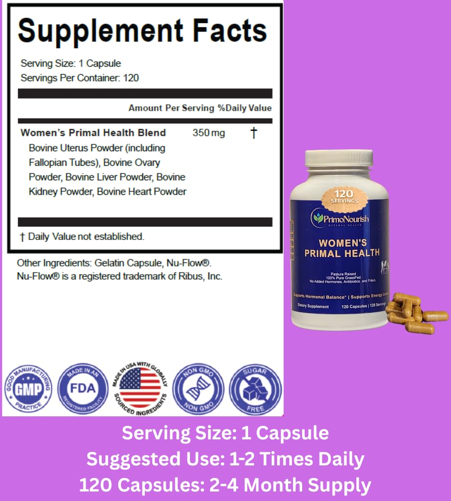 PrimoNourish Grass-Fed Beef Liver Extract Capsules 120